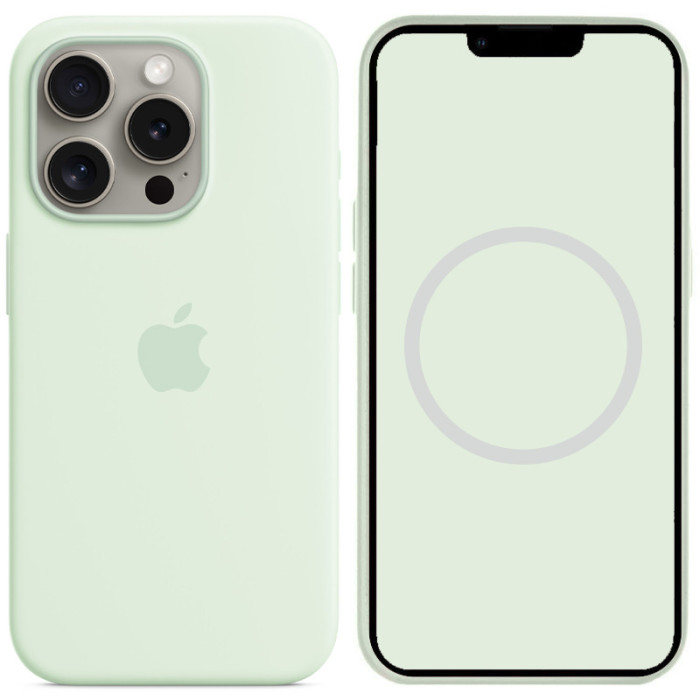Чохол Silicone case (AAA) with Magsafe and Animation для Apple iPhone 15 Pro  М'ятний/Soft Mint