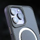 TPU+PC чохол Metal Buttons with MagSafe Carbon Ring для Apple iPhone 16 Pro Max (6.9') Сірий