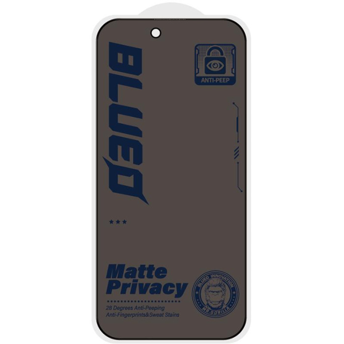 Захисне 2.5D скло Blueo Full Cover Anti-Peep Matte для Apple iPhone 17 Air  Чорний