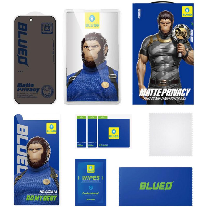 Захисне 2.5D скло Blueo Full Cover Anti-Peep Matte для Apple iPhone 17 Air  Чорний