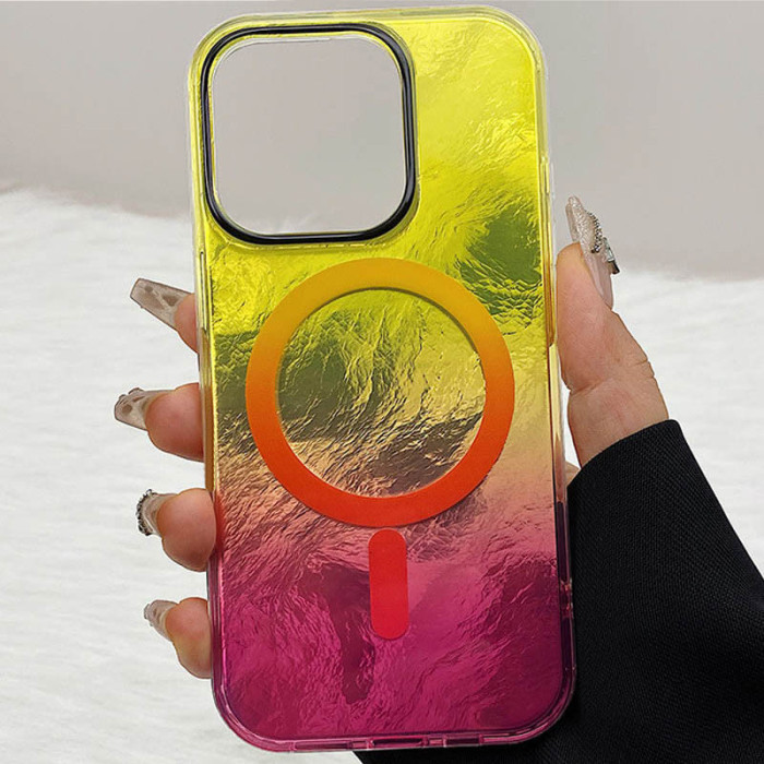 Чохол TPU Shiny Mountain (MagFit) для Apple iPhone 15  Yellow/Pink