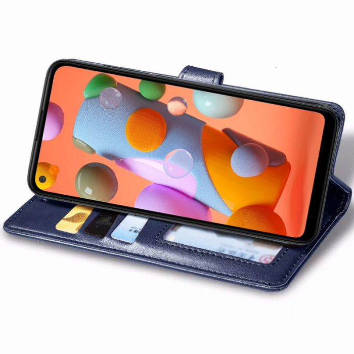 Шкіряний чохол-книжка GETMAN Gallant (PU) для Samsung Galaxy A11 Синій