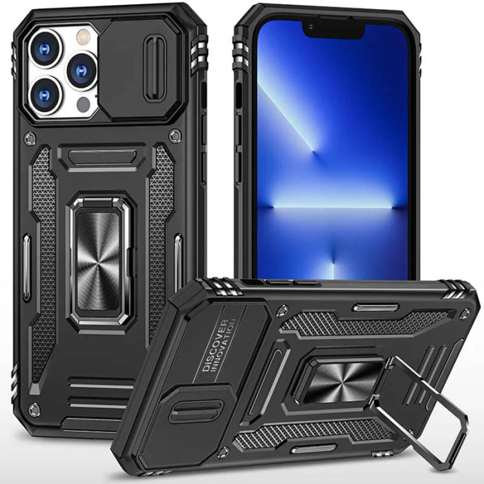 Ударостійкий чохол Camshield Army Ring для Apple iPhone 13 Pro Max Чорний/Black