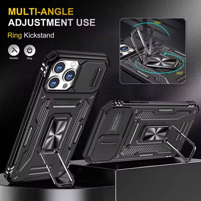 Ударостійкий чохол Camshield Army Ring для Apple iPhone 13 Pro Max Чорний/Black