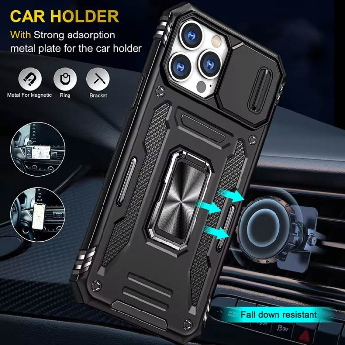 Ударостійкий чохол Camshield Army Ring для Apple iPhone 13 Pro Max Чорний/Black