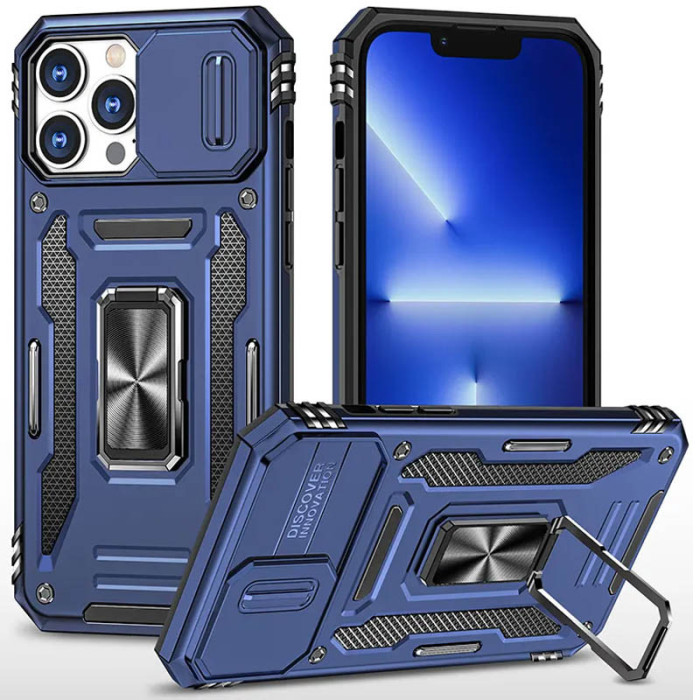 Ударостійкий чохол Camshield Army Ring для Apple iPhone 13 Pro Max Синій/Navy