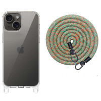 Чохол TPU Transparent with Straps для Apple iPhone 15  Green/Red  (ITS-L-00000072067_4)