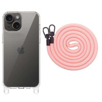 Чохол TPU Transparent with Straps для Apple iPhone 15  Light Pink  (ITS-L-00000072067_6)