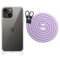 Чохол TPU Transparent with Straps для Apple iPhone 15  Light Purple  (ITS-L-00000072067_7)