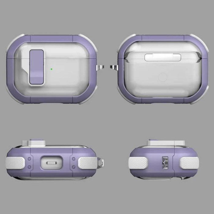 Футляр протиударний Locking Button для навушників Airpods Pro 2/Pro Light Purple