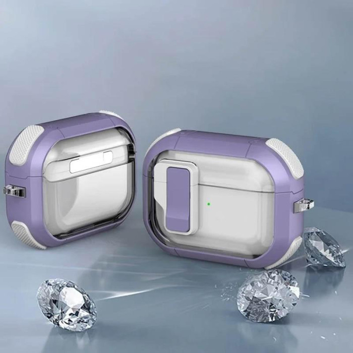 Футляр протиударний Locking Button для навушників Airpods Pro 2/Pro Light Purple