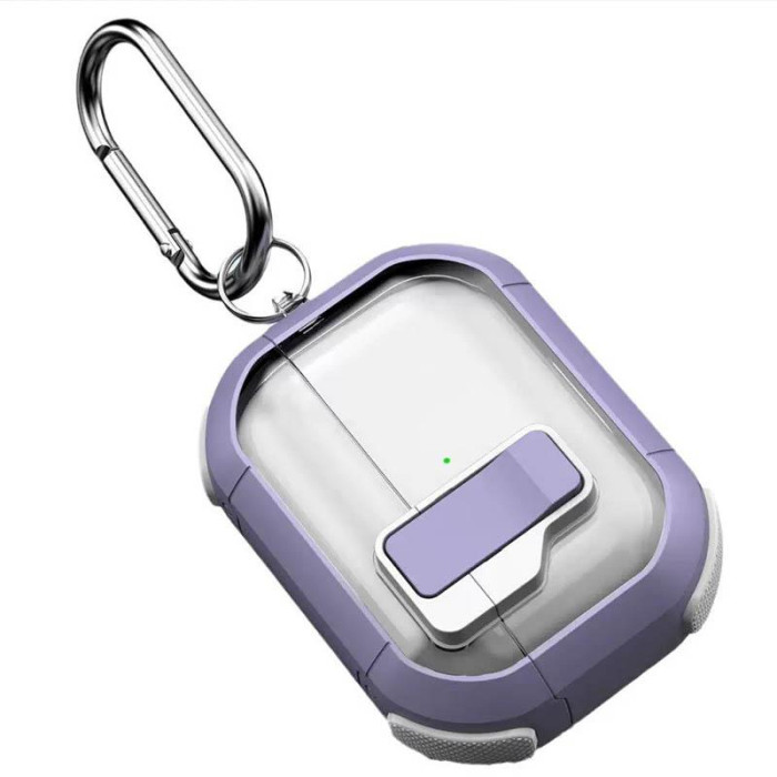 Футляр протиударний Locking Button для навушників Airpods Pro 2/Pro Light Purple