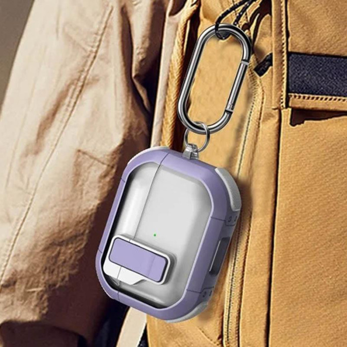 Футляр протиударний Locking Button для навушників Airpods Pro 2/Pro Light Purple