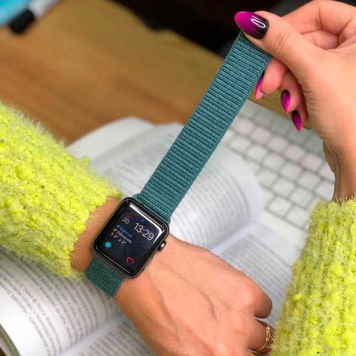 Ремінець Nylon для Apple Watch 38/40/41/42mm(ser.10) Зелений/Pine green