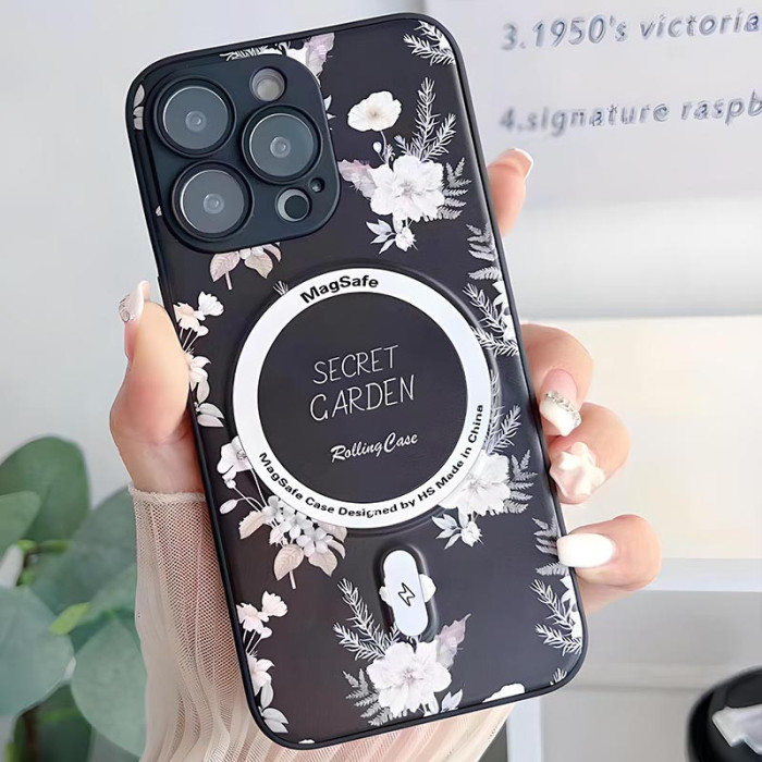 TPU+PC чохол Secret Garden with MagSafe для Apple iPhone 14 Pro  Black