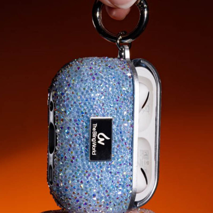 TPU чохол Bling World Rock Diamond для навушників AirPods Pro/Airpods Pro 2 Блакитний