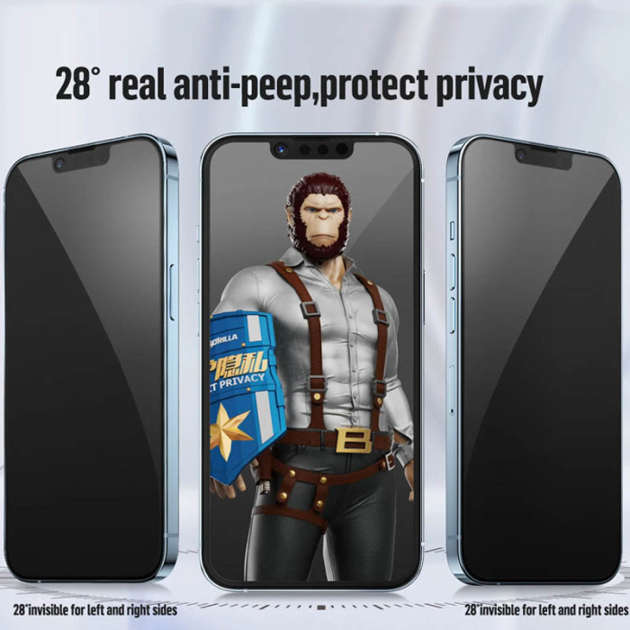 Захисне 2.5D скло Blueo Full Cover Anti-Peep для Apple iPhone 15 Pro  Чорний