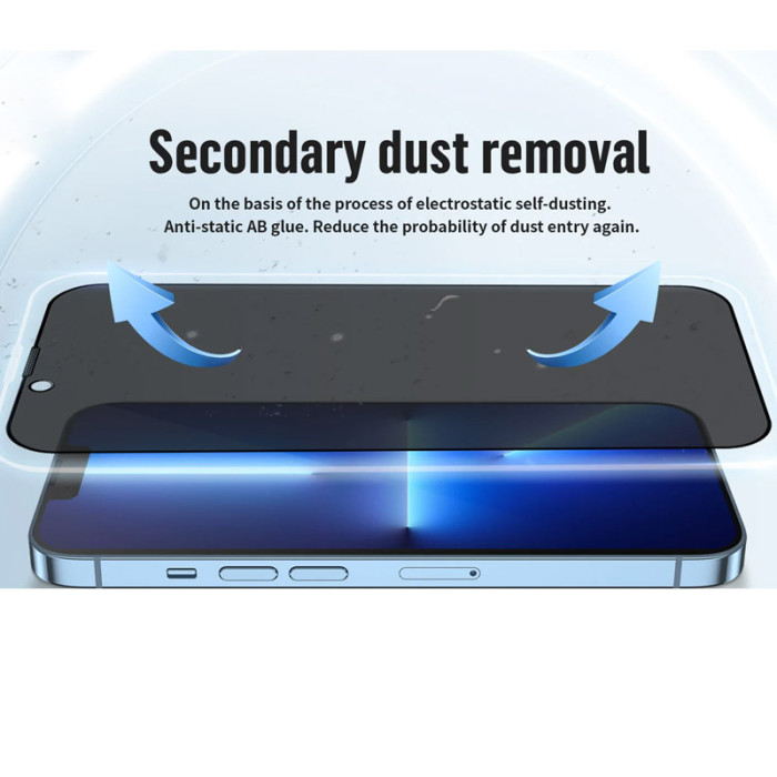 Захисне 2.5D скло Blueo Full Cover Anti-Peep для Apple iPhone 15 Pro  Чорний