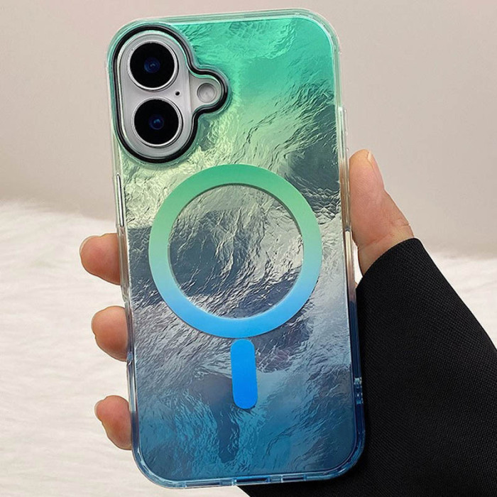 Чохол TPU Shiny Mountain (MagFit) для Apple iPhone 16  Green/Blue