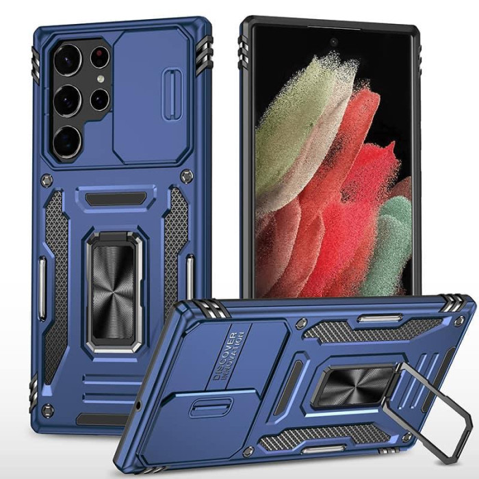 Ударостійкий чохол Camshield Army Ring для Samsung Galaxy S21 Ultra Синій/Navy