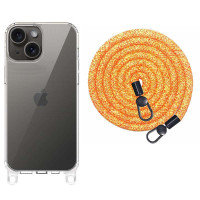 Чохол TPU Transparent with Straps для Apple iPhone 15  Orange/White  (ITS-L-00000072067_8)