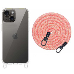 Чохол TPU Transparent with Straps для Apple iPhone 15  Red/White  (ITS-L-00000072067_9)