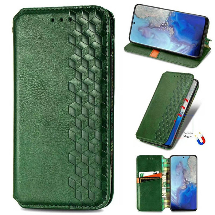 Шкіряний чохол-книжка GETMAN Cubic (PU) для Xiaomi Redmi Note 9/Redmi 10X Зелений  (ITS-L-00000036702_2)