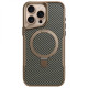 TPU+PC чохол Metal Buttons with MagSafe Carbon Ring для Apple iPhone 16 Pro Max (6.9') Золотий