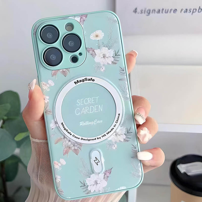 TPU+PC чохол Secret Garden with MagSafe для Apple iPhone 15 Pro  Mint  (ITS-L-00000067970_3)