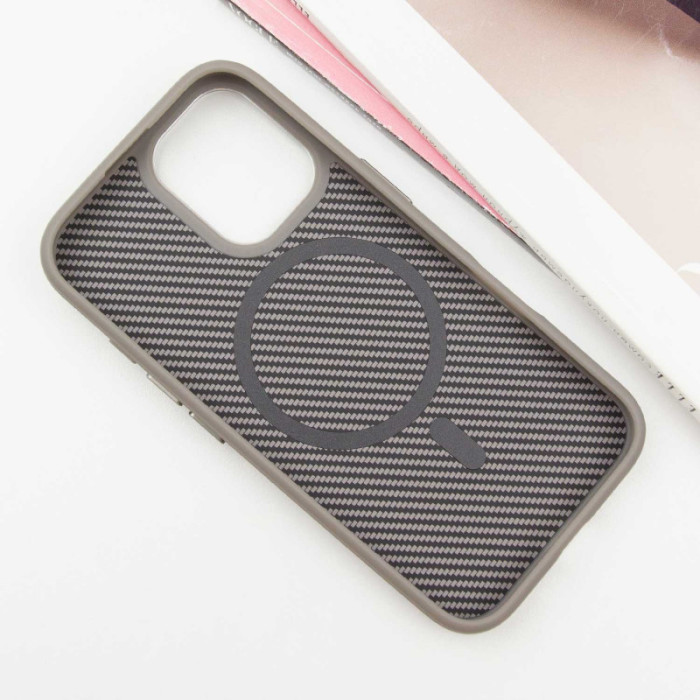 Чохол TPU+PC Carbon with MagSafe для Apple iPhone 16  Grey