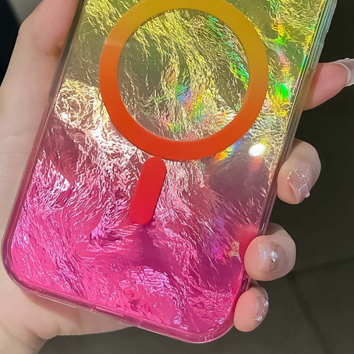 Чохол TPU Shiny Mountain (MagFit) для Apple iPhone 16e  Yellow/Pink
