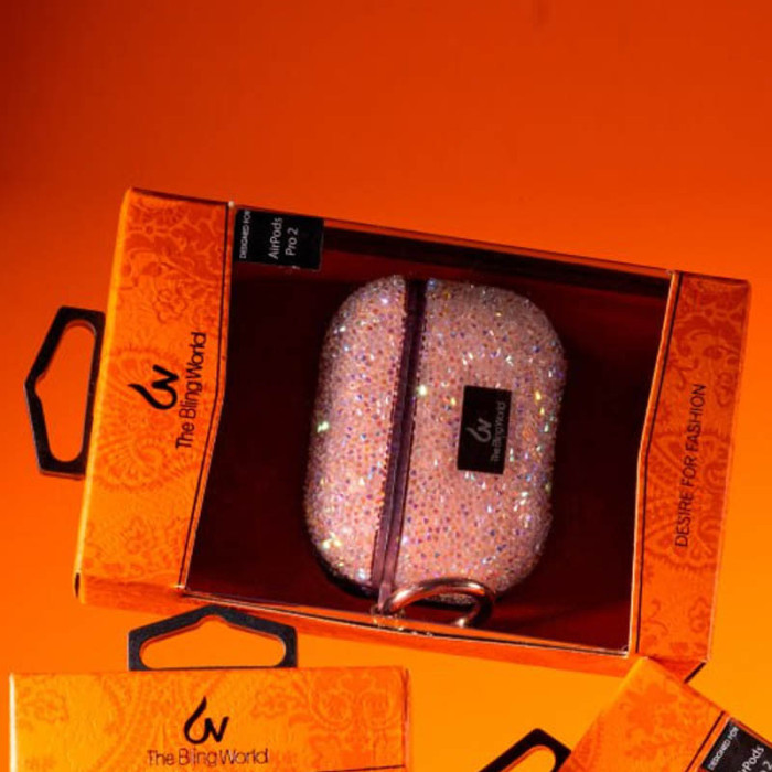 TPU чохол Bling World Rock Diamond для навушників AirPods Pro/Airpods Pro 2 Рожевий  (ITS-L-00000057527_2)