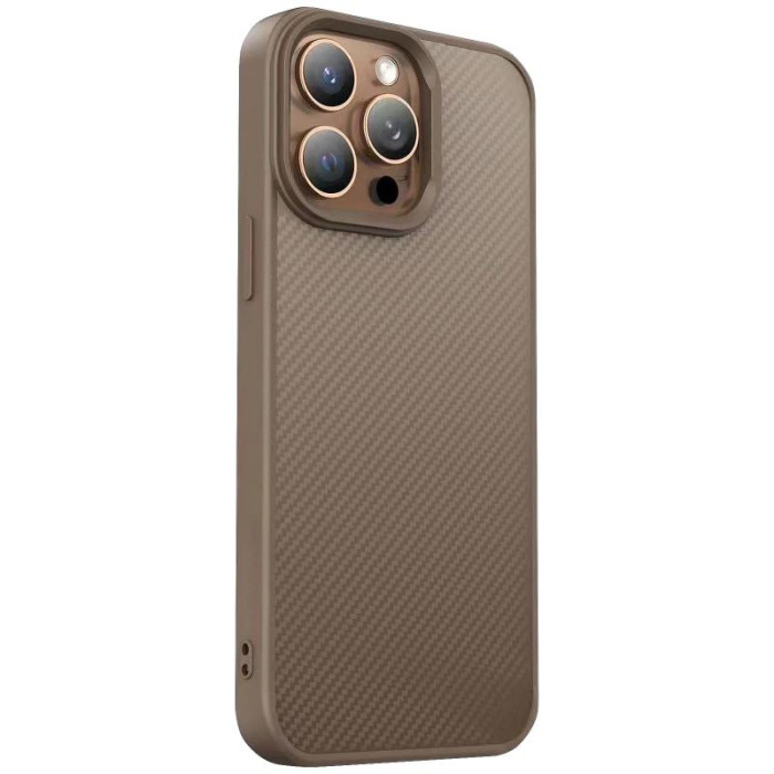 TPU чохол Carbon Protective with Magsafe для Apple iPhone 14 Pro  Coffee