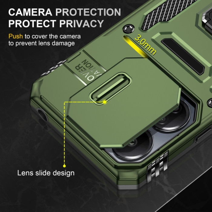 Ударостійкий чохол Camshield Army Ring для Xiaomi Redmi 13C/Poco C65 Оливковий/Army Green