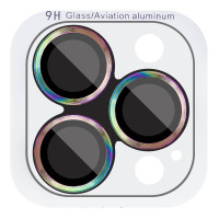 Захисне скло Metal Classic на камеру (у упак.) для Apple iPhone 16 Pro (6.3')/16 Pro Max (6.9') Бузковий/Rainbow