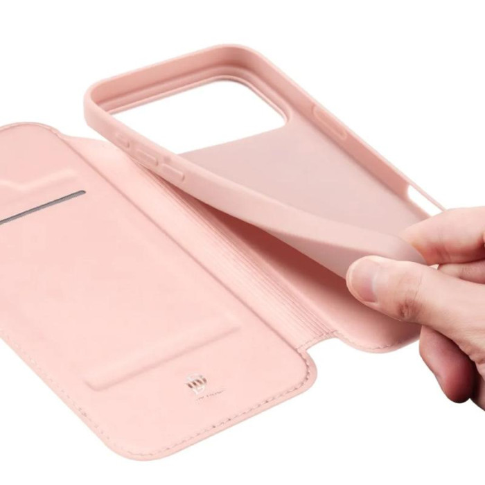 Чохол-книжка Dux Ducis з кишенею для візиток для Apple iPhone 17 Pro (6.3') Rose Gold