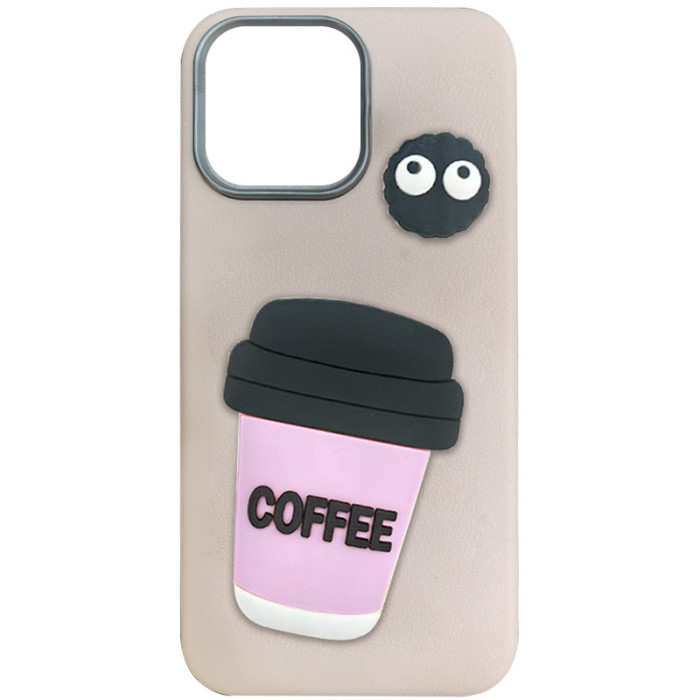 Чохол TPU Leather Toys для Apple iPhone 15 Pro Max Coffee/Pink