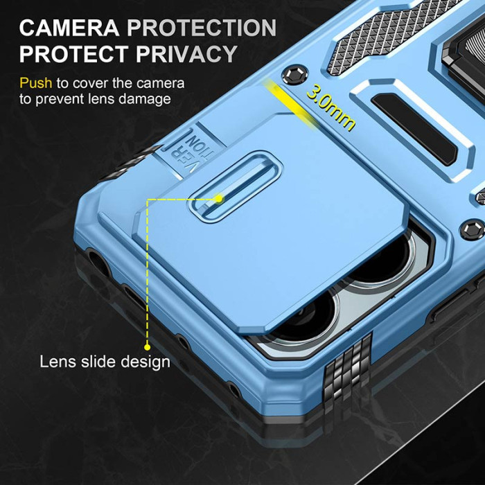 Ударостійкий чохол Camshield Army Ring для Xiaomi Poco X6 Pro Блакитний/Light Blue