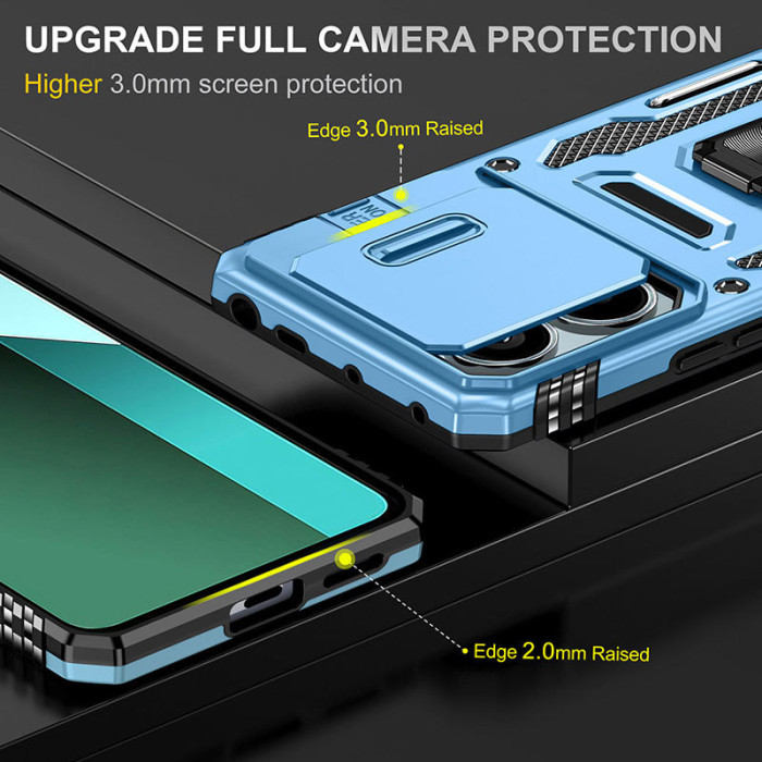 Ударостійкий чохол Camshield Army Ring для Xiaomi Poco X6 Pro Блакитний/Light Blue