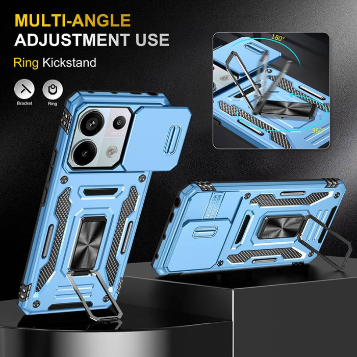 Ударостійкий чохол Camshield Army Ring для Xiaomi Poco X6 Pro Блакитний/Light Blue