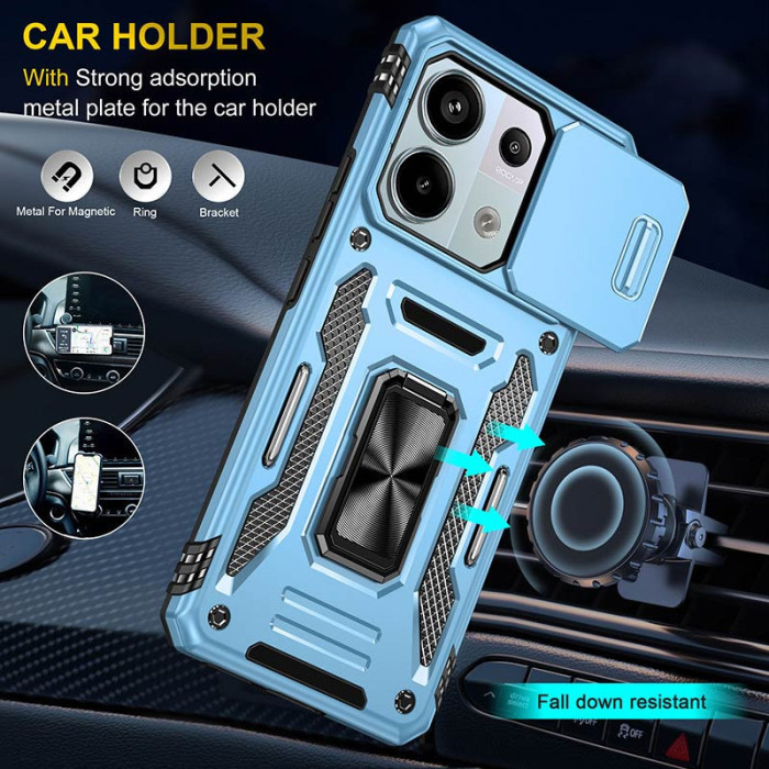Ударостійкий чохол Camshield Army Ring для Xiaomi Poco X6 Pro Блакитний/Light Blue