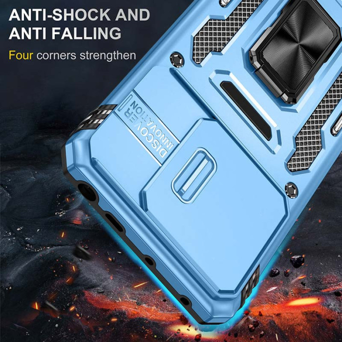 Ударостійкий чохол Camshield Army Ring для Xiaomi Poco X6 Pro Блакитний/Light Blue