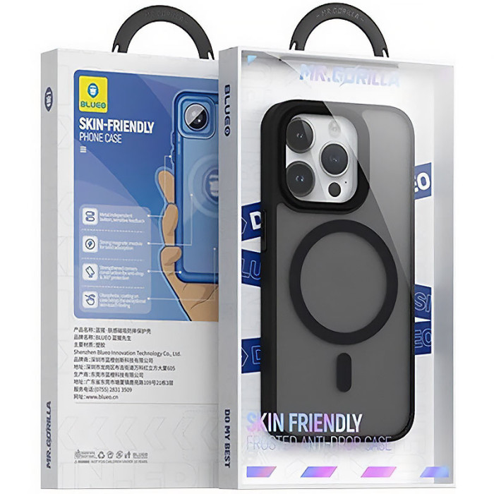 TPU+PC чохол Blueo Skin Friendly Frosted with MagSafe для Apple iPhone 14 Pro  Чорний