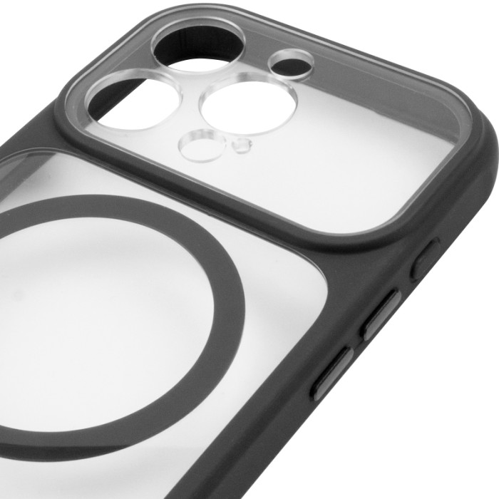 Чохол TPU+PC GETMAN Moon Clear з MagSafe для Apple iPhone 15 Pro  Black