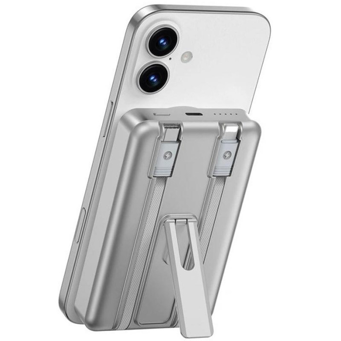 Портативний ЗП Power Bank WIWU Wi-P056 22.5W+PD20W з БЗП+iWatch with cable 10000 mAh Silver