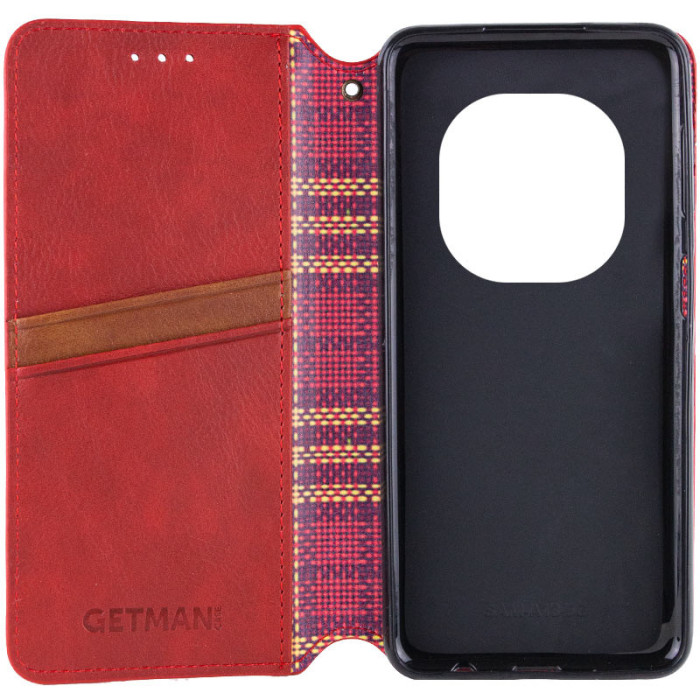 Шкіряний чохол-книжка GETMAN Cubic (PU) для Xiaomi Redmi Note 14 Pro 4G Червоний