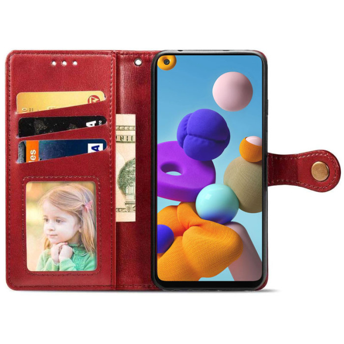 Шкіряний чохол-книжка GETMAN Gallant (PU) для Samsung Galaxy A21s Червоний