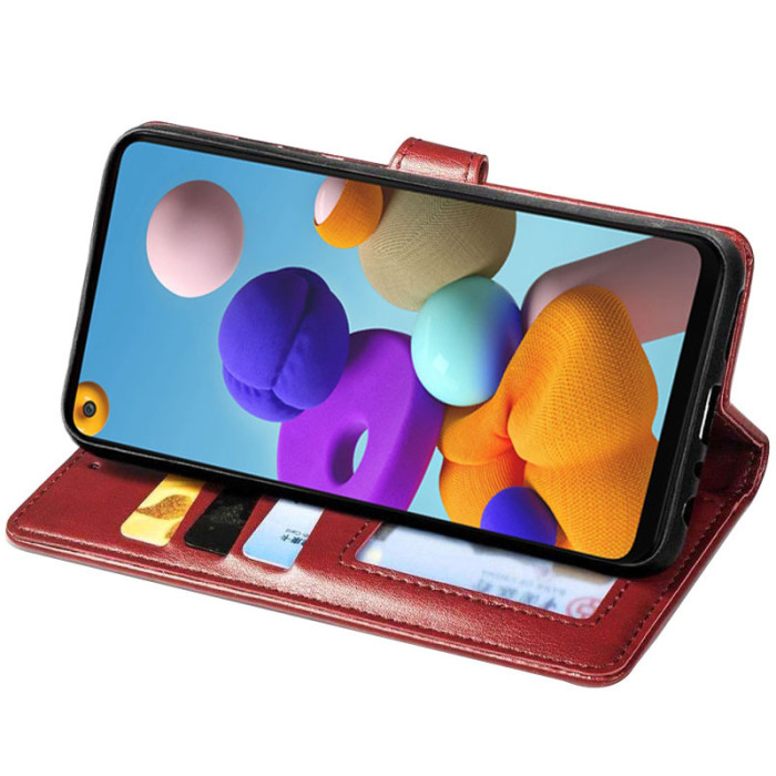 Шкіряний чохол-книжка GETMAN Gallant (PU) для Samsung Galaxy A21s Червоний