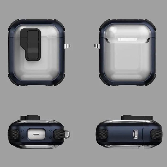 Футляр протиударний Locking Button для навушників Airpods 1/2 Blue