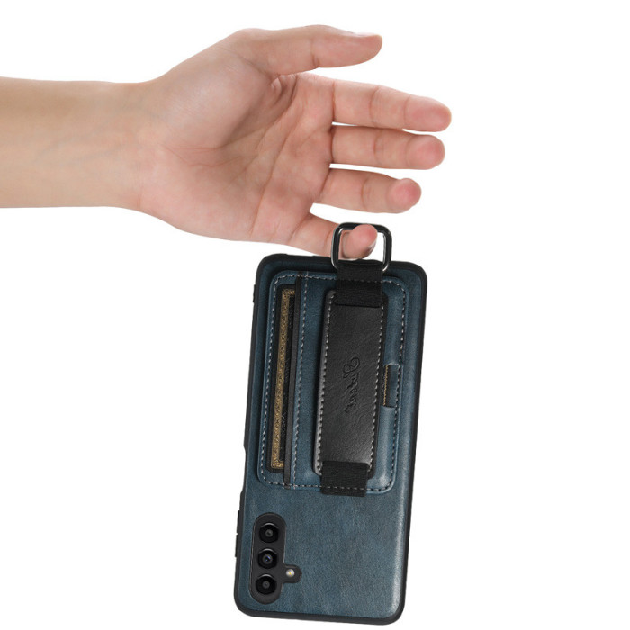 Шкіряний чохол Wallet case and straps для Samsung Galaxy A24 4G Синій/Blue